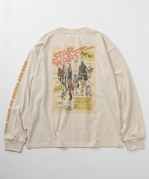 STAR WARS（スターウォーズ）の「【71】【STAR WARS / スター・ウォーズ】ピグメント風加工 クルーネック ロングスリーブ Tシャツ/フロントプリント/バックプリント/袖マルチプリント/ロンT/ユニセックス/レディース/メンズ（Tシャツ/カットソー・メンズ・アイボリー/ブラック系/アイボリー系/ブラック・M/L/XL）」の6枚目の写真