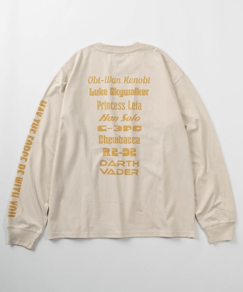 STAR WARS(スターウォーズ)の「【71】【STAR WARS / スター・ウォーズ】ピグメント風加工 クルーネック ロングスリーブ Tシャツ/フロントプリント/バックプリント/袖マルチプリント/ロンT/ユニセックス/レディース/メンズ(Tシャツ/カットソー・メンズ・アイボリー/ブラック系/アイボリー系/ブラック・M/L/XL)」の13枚目の写真