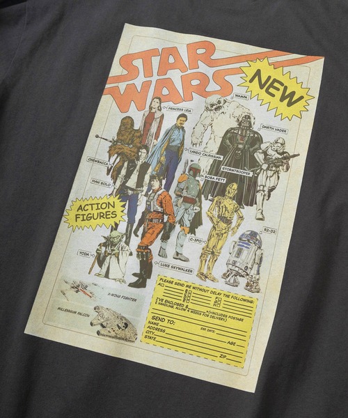 STAR WARS(スターウォーズ)の「【71】【STAR WARS / スター・ウォーズ】ピグメント風加工 クルーネック ロングスリーブ Tシャツ/フロントプリント/バックプリント/袖マルチプリント/ロンT/ユニセックス/レディース/メンズ(Tシャツ/カットソー・メンズ・アイボリー/ブラック系/アイボリー系/ブラック・M/L/XL)」の9枚目の写真