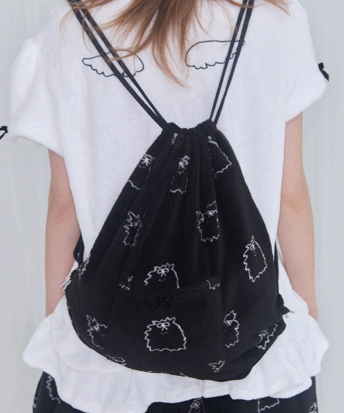FANCY CLUB(ファンシークラブ)の「A'GEM/9 × .kom 『FANCY CLUB/ファンシークラブ』Zzz DUSTY SALON PAJAMA GYM SACK/サロンパジャマジムサック(バックパック/リュック・レディース・ブルー/ブラック・FREE)」の4枚目の写真