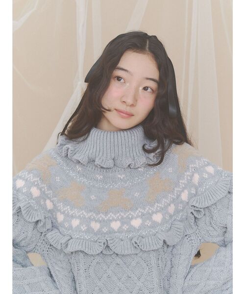 merry jenny(メリージェニー)の「bear yoke knit tops(ニット/セーター・レディース・アイボリー/グレー/レッド・FREE)」の6枚目の写真