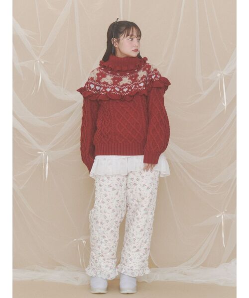 merry jenny(メリージェニー)の「bear yoke knit tops(ニット/セーター・レディース・アイボリー/グレー/レッド・FREE)」の18枚目の写真
