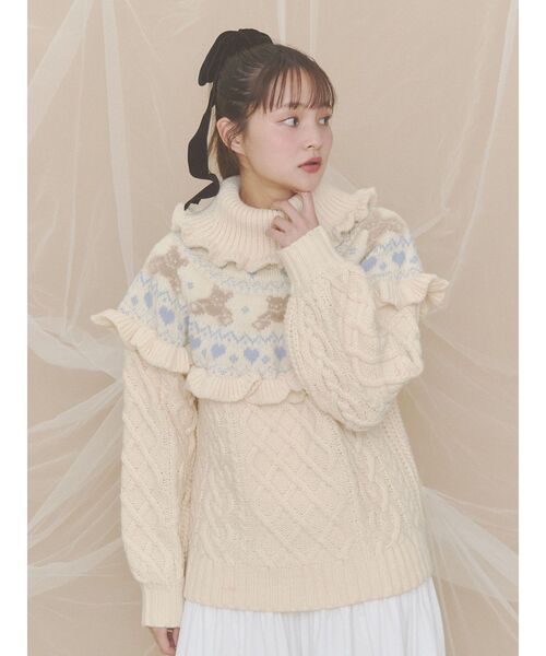 merry jenny(メリージェニー)の「bear yoke knit tops(ニット/セーター・レディース・アイボリー/グレー/レッド・FREE)」の20枚目の写真