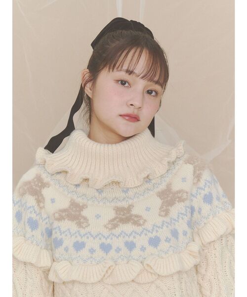 merry jenny(メリージェニー)の「bear yoke knit tops(ニット/セーター・レディース・アイボリー/グレー/レッド・FREE)」の21枚目の写真