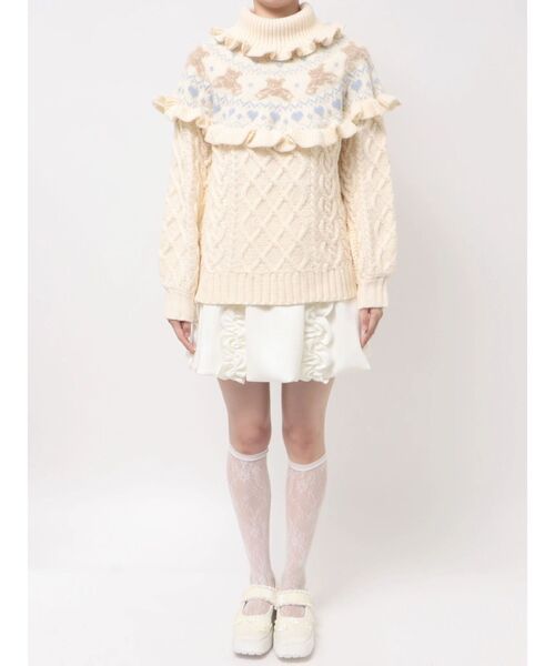 merry jenny(メリージェニー)の「bear yoke knit tops(ニット/セーター・レディース・アイボリー/グレー/レッド・FREE)」の11枚目の写真