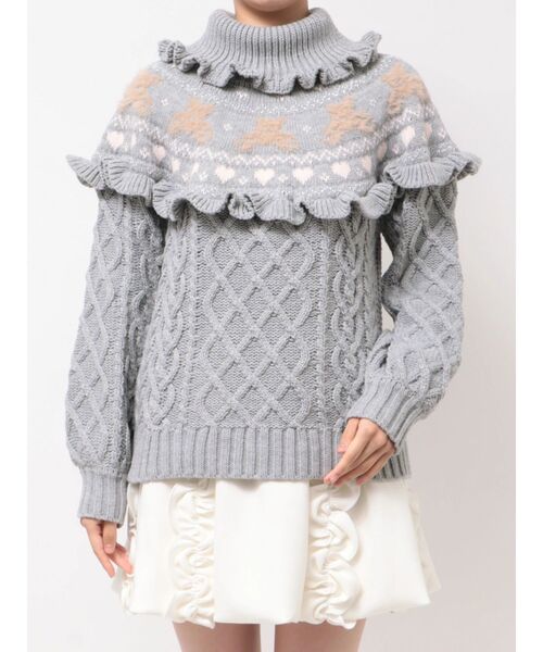 merry jenny(メリージェニー)の「bear yoke knit tops(ニット/セーター・レディース・アイボリー/グレー/レッド・FREE)」の15枚目の写真