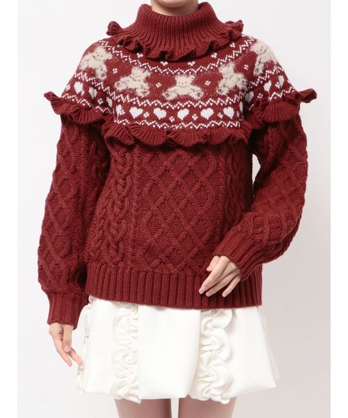 merry jenny(メリージェニー)の「bear yoke knit tops(ニット/セーター・レディース・アイボリー/グレー/レッド・FREE)」の16枚目の写真