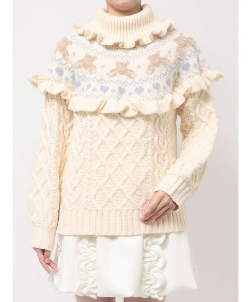 merry jenny(メリージェニー)の「bear yoke knit tops(ニット/セーター・レディース・アイボリー/グレー/レッド・FREE)」の17枚目の写真