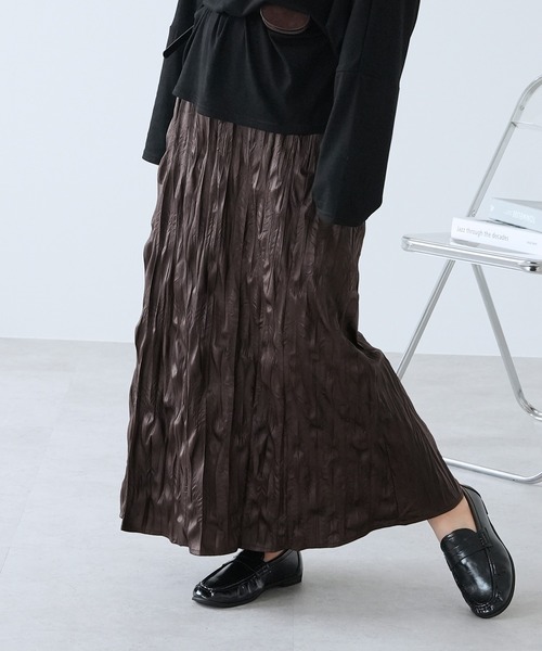 reca(レカ)の「軽量レザー風ロングスカート(スカート・レディース・ダークブラウン/ブラック・M)」の7枚目の写真