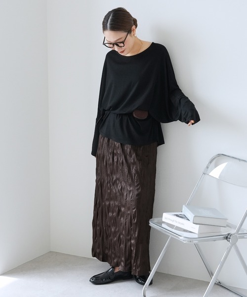 reca(レカ)の「軽量レザー風ロングスカート(スカート・レディース・ダークブラウン/ブラック・M)」の9枚目の写真