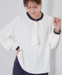 SHOO・LA・RUE | 【通勤/UV/洗濯後しわになりにくい/S-LL】大人の上品スタイルに ボウタイ風ブラウス(シャツ/ブラウス)