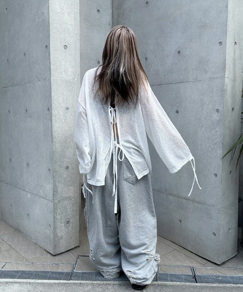 YACA(ヤーカ)の「Over Damage Sweat Pants/オーバーダメージスウェットパンツ【ユニセックス着用可能】(スウェットパンツ・レディース・グレー/ブラック・FREE)」の14枚目の写真