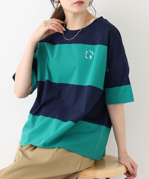 FUNALIVE(ファンアライブ)の「太ボーダーTシャツ 半袖(Tシャツ/カットソー・レディース・グレー系その他/ブルー系その他3/ブルー系その他・L/M)」の3枚目の写真