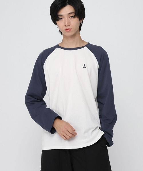 ALAND(エーランド)の「【UNISEX】ALAND/Aロゴラグランロングスリーブ(Tシャツ/カットソー・レディース・ネイビー/ブラック・SMALL/LARGE)」の2枚目の写真