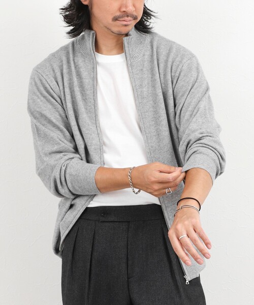 NOLLEY’S(ノーリーズ)の「ウールカシミヤ スタンドジップニット 26AW(ニット/セーター・メンズ・ライトグレー/パープル/ベージュ/ダークネイビー/グリーン・S/M/L)」の2枚目の写真