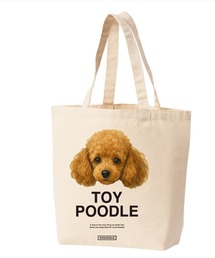 Moftique(モフティック) トートバッグ キャンバス マチ有 生成り トイプードル 犬 アニマルプリント Lサイズ ユニセックス