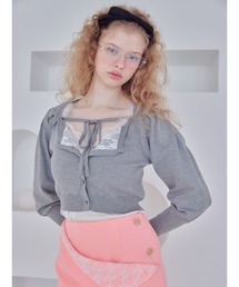 Lace lined cardigan / レースラインカーディガン