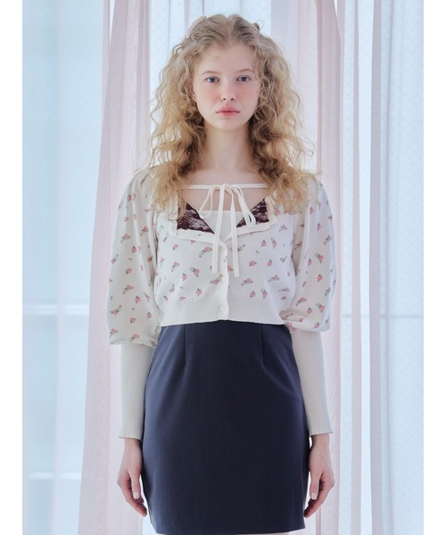 etre loin(エトルワン)の「Lace lined cardigan / レースラインカーディガン(カーディガン/ボレロ・レディース・グレー/ホワイト/グリーン・M)」の11枚目の写真