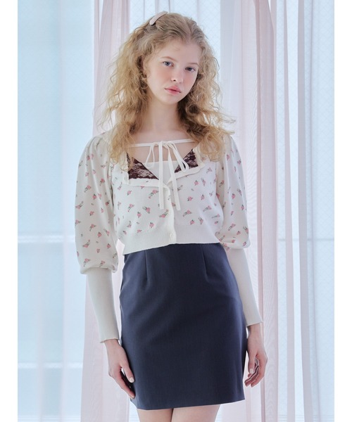 etre loin(エトルワン)の「Lace lined cardigan / レースラインカーディガン(カーディガン/ボレロ・レディース・グレー/ホワイト/グリーン・M)」の5枚目の写真