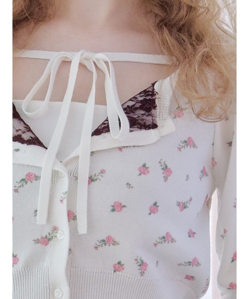 etre loin(エトルワン)の「Lace lined cardigan / レースラインカーディガン(カーディガン/ボレロ・レディース・グレー/ホワイト/グリーン・M)」の15枚目の写真