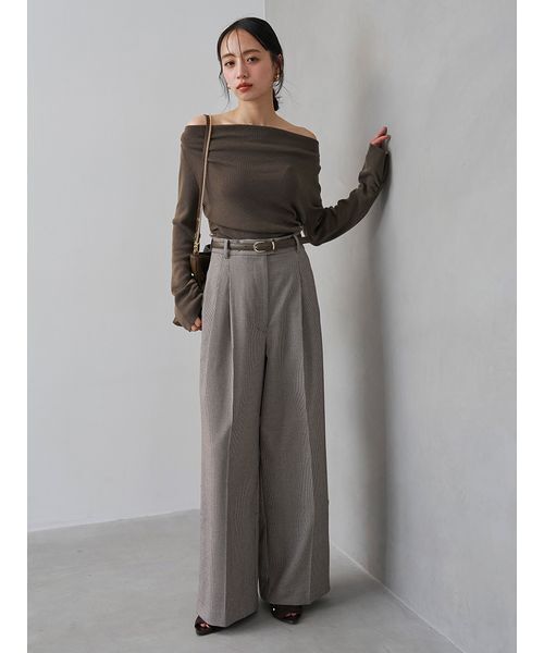 SNIDEL(スナイデル)の「【セットアップ対応】ベルト付タックパンツ(その他パンツ・レディース・グレー/チェック/ブラック・0/1)」の1枚目の写真