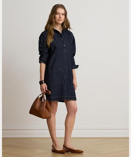 LAUREN RALPH LAUREN(ローレン ラルフ ローレン)の「デニム シャツドレス(シャツワンピース・レディース・ブルー・2/0/4/6/00)」の1枚目の写真