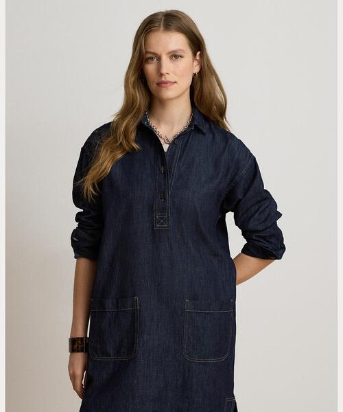 LAUREN RALPH LAUREN(ローレン ラルフ ローレン)の「デニム シャツドレス(シャツワンピース・レディース・ブルー・2/0/4/6/00)」の8枚目の写真