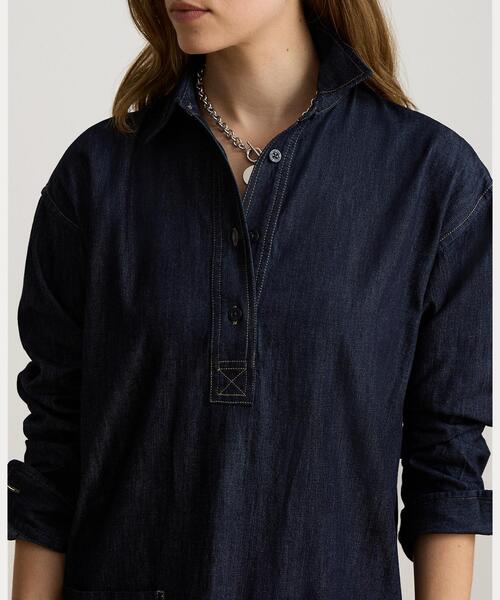 LAUREN RALPH LAUREN(ローレン ラルフ ローレン)の「デニム シャツドレス(シャツワンピース・レディース・ブルー・2/0/4/6/00)」の6枚目の写真