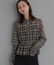 &g'aime（アンジェム）の「【&ｇ'aime 】チェック柄ペプラムシャツ　Plaid Peplum Shirt（シャツ/ブラウス）」