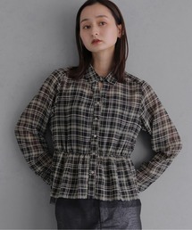 &g'aime（アンジェム）の「【&ｇ'aime 】チェック柄ペプラムシャツ　Plaid Peplum Shirt（シャツ/ブラウス）」