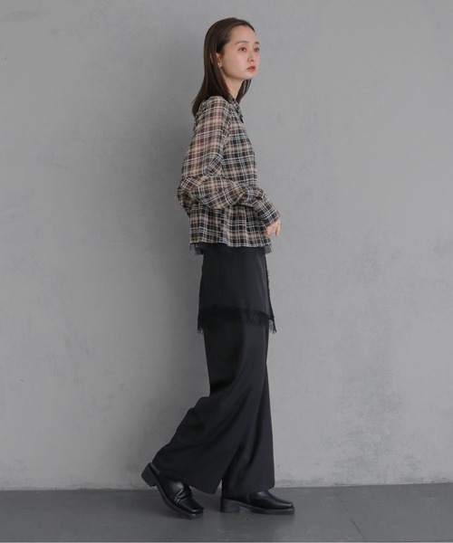 &g'aime(アンジェム)の「【&g'aime 】チェック柄ペプラムシャツ Plaid Peplum Shirt(シャツ/ブラウス・レディース・グリーン/ブラウン・FREE)」の12枚目の写真