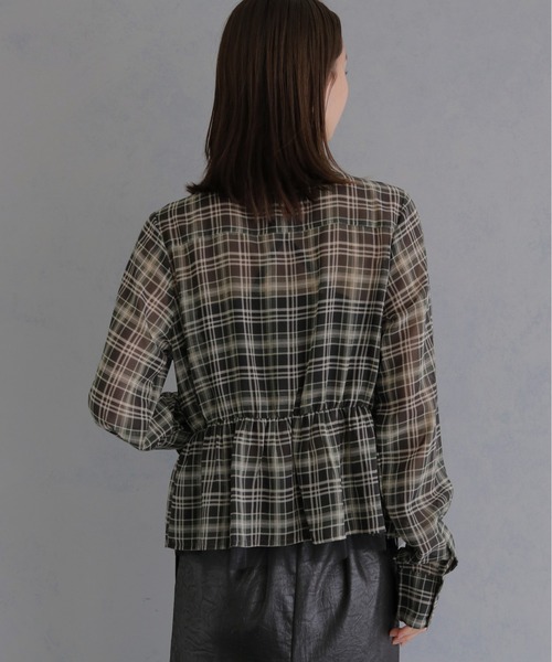 &g'aime(アンジェム)の「【&g'aime 】チェック柄ペプラムシャツ Plaid Peplum Shirt(シャツ/ブラウス・レディース・グリーン/ブラウン・FREE)」の19枚目の写真