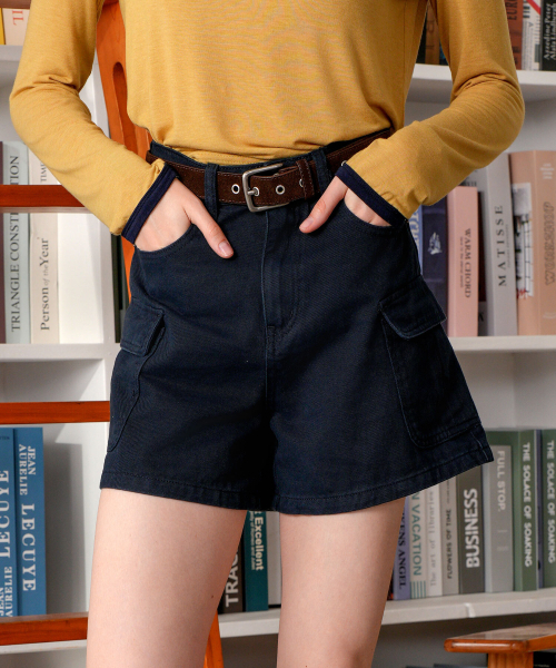 PIGMENT（ピグメント）の「[プレミアムコットン]カーゴハーフパンツ (XJPT260703)（その他パンツ・レディース・ネイビー/カーキ・SMALL/MEDIUM）」の3枚目の写真