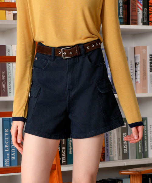 PIGMENT（ピグメント）の「[プレミアムコットン]カーゴハーフパンツ (XJPT260703)（その他パンツ・レディース・ネイビー/カーキ・SMALL/MEDIUM）」の5枚目の写真