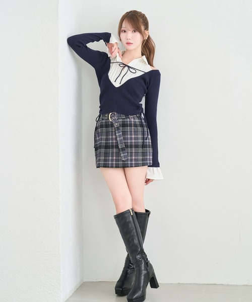 Rose Muse（ロゼミューズ）の「Low-rise check skirt（スカート・レディース・グレー/ベージュ・SMALL/MEDIUM）」の6枚目の写真