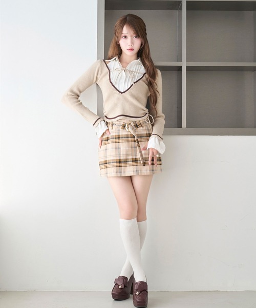 Rose Muse（ロゼミューズ）の「Low-rise check skirt（スカート・レディース・グレー/ベージュ・SMALL/MEDIUM）」の3枚目の写真