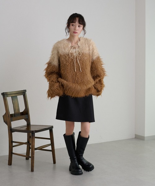 apres jour clair(アプレジュールクレア)の「【apres jour clair】グラデーションリボンニット(ニット/セーター・レディース・ベビーピンク/ブラウン系その他/ブルー系その他/キャメル・X-LARGE/フリー)」の11枚目の写真