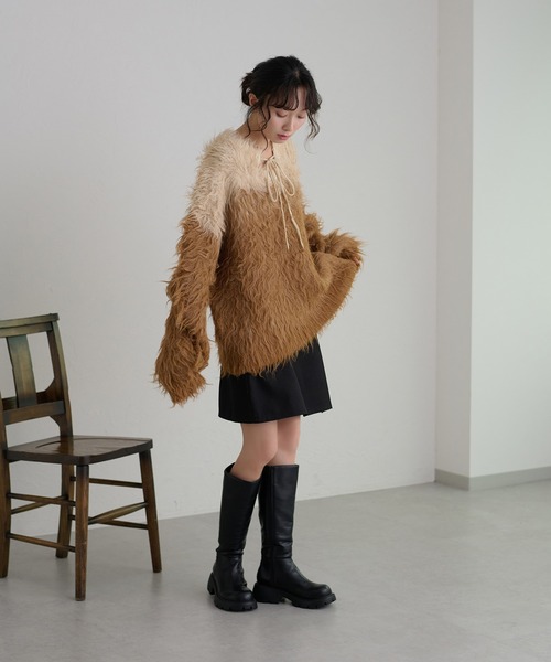apres jour clair(アプレジュールクレア)の「【apres jour clair】グラデーションリボンニット(ニット/セーター・レディース・ベビーピンク/ブラウン系その他/ブルー系その他/キャメル・X-LARGE/フリー)」の12枚目の写真