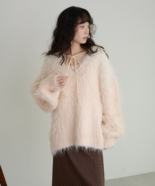 apres jour clair(アプレジュールクレア)の「【apres jour clair】グラデーションリボンニット(ニット/セーター・レディース・ベビーピンク/ブラウン系その他/ブルー系その他/キャメル・X-LARGE/フリー)」の16枚目の写真