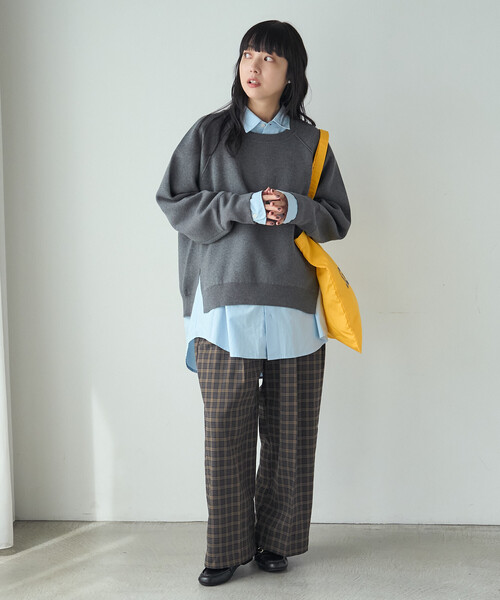 FREAK'S STORE(フリークスストア)の「<マシーンウォッシャブル> スウェットライクニット プルオーバー(スウェット・レディース・モカ/チャコール/ライトグレー/ネイビー・フリ-)」の21枚目の写真