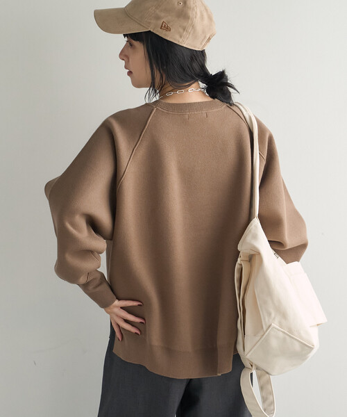 FREAK'S STORE(フリークスストア)の「<マシーンウォッシャブル> スウェットライクニット プルオーバー(スウェット・レディース・モカ/チャコール/ライトグレー/ネイビー・フリ-)」の7枚目の写真