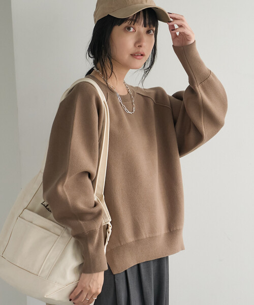 FREAK'S STORE(フリークスストア)の「<マシーンウォッシャブル> スウェットライクニット プルオーバー(スウェット・レディース・モカ/チャコール/ライトグレー/ネイビー・フリ-)」の8枚目の写真