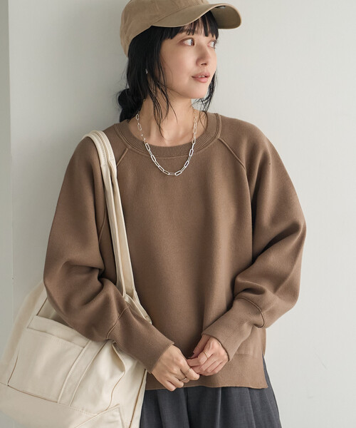 FREAK'S STORE(フリークスストア)の「<マシーンウォッシャブル> スウェットライクニット プルオーバー(スウェット・レディース・モカ/チャコール/ライトグレー/ネイビー・フリ-)」の9枚目の写真
