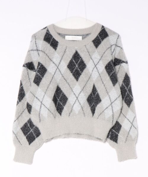 tocco closet(トッコ クローゼット)の「アーガイル柄シャギーPO(ニット/セーター・レディース・ブルー/チャコールグレー/ピンク・M)」の1枚目の写真