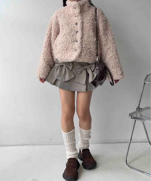 AS KNOW AS plus(アズノゥアズプラス)の「☆フェイクファースタンドカラー プードルブルゾン【EC限定アイテム】(ブルゾン・レディース・モカ/アイボリー/ブラウン/チャコールグレー・FREE)」の12枚目の写真