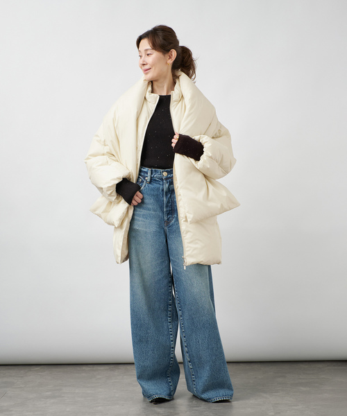 VERMEIL par iena(ヴェルメイユパーイエナ)の「Taffeta Bow ダウンコート(ダウンジャケット/コート・レディース・ブラック/アイボリー・38/36)」の5枚目の写真
