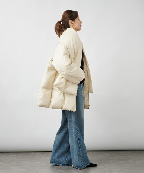 VERMEIL par iena(ヴェルメイユパーイエナ)の「Taffeta Bow ダウンコート(ダウンジャケット/コート・レディース・ブラック/アイボリー・38/36)」の7枚目の写真