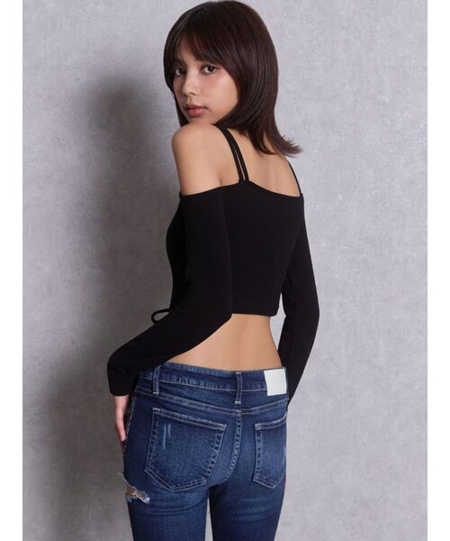 GYDA（ジェイダ）の「GYDAプレートレースアップトップス（Tシャツ/カットソー・レディース・ブラック/グレー・FREE）」の6枚目の写真
