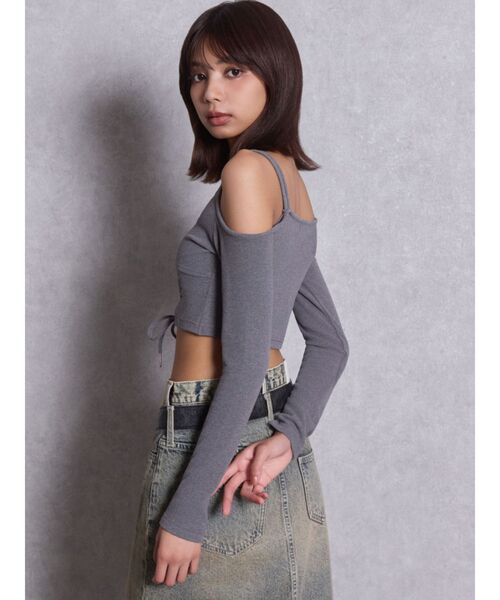 GYDA（ジェイダ）の「GYDAプレートレースアップトップス（Tシャツ/カットソー・レディース・ブラック/グレー・FREE）」の12枚目の写真