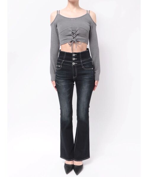 GYDA（ジェイダ）の「GYDAプレートレースアップトップス（Tシャツ/カットソー・レディース・ブラック/グレー・FREE）」の21枚目の写真